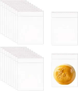 Square Self Sealing Cellophane Bags 4x4'' 500pcs Clear Adhesive Cello Baggies 2mil Plastic OPP Poly Bags for Cookie Bakery Candy Soap Cards Snacks Food Gift Favor