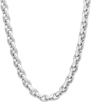 Stainless Steel Polished and Satin Finish Link Chain Men's Necklace - 24"