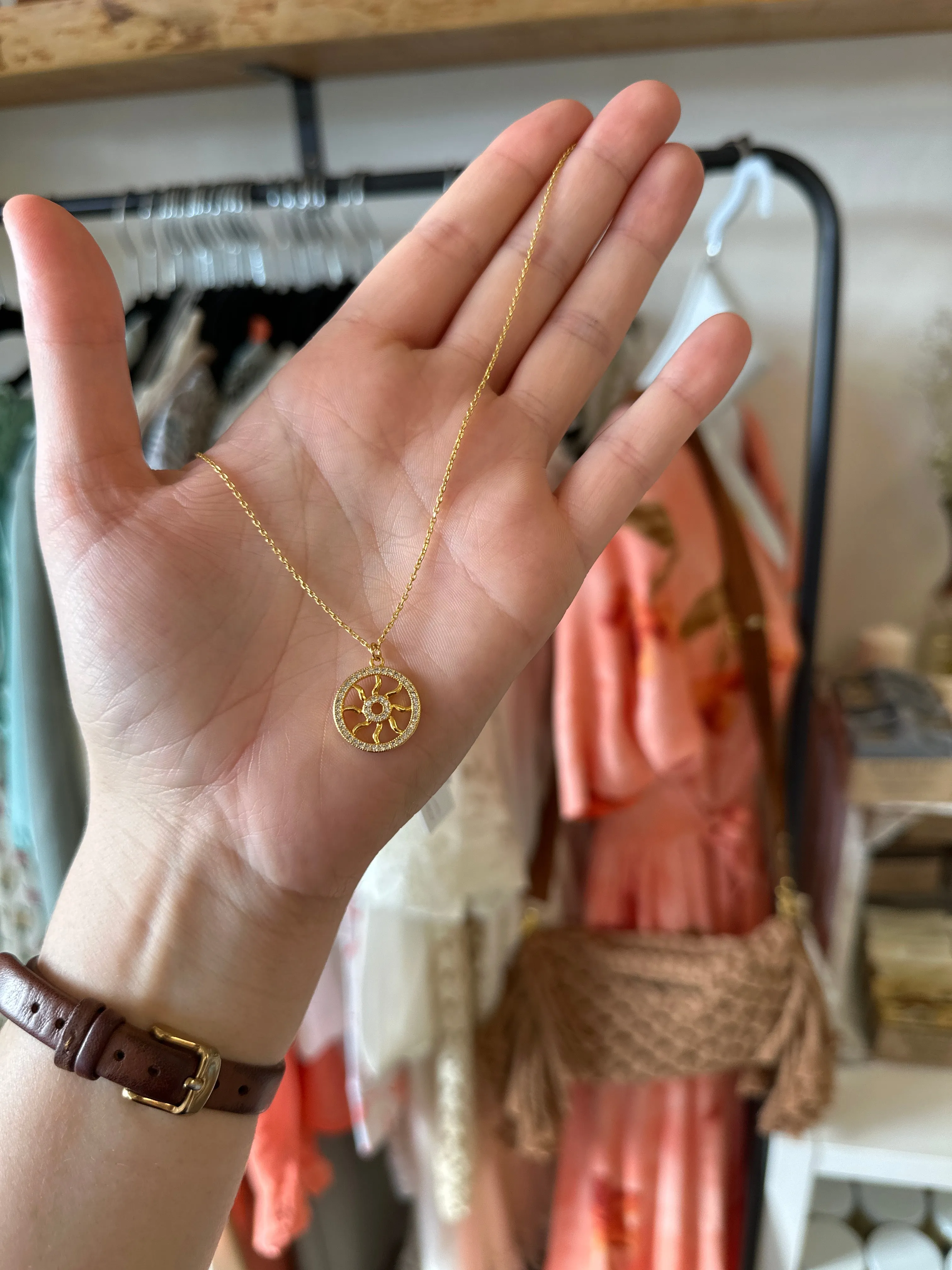 Standout Boutique Gold Sun Pendant Necklace