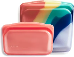 Stasher Premium Silicone Reusable Food Storage Bags, 2-Pack, Multi | Multi-Use Food Storage Bags, Lunch Bag, Travel Containers | BPA Free, Leak-free, Dishwasher-Safe, Eco-friendly