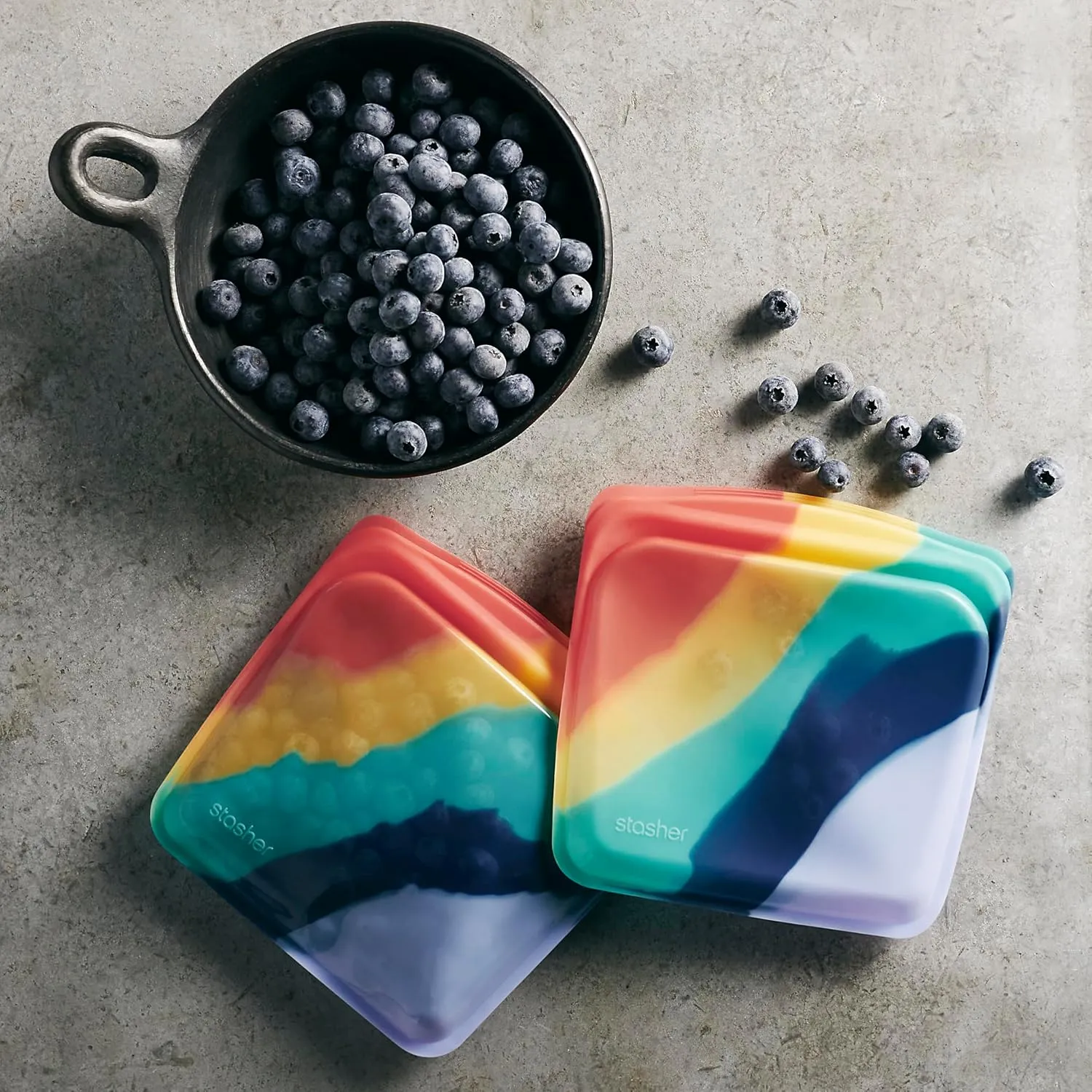 Stasher Premium Silicone Reusable Food Storage Bags, 2-Pack, Multi | Multi-Use Food Storage Bags, Lunch Bag, Travel Containers | BPA Free, Leak-free, Dishwasher-Safe, Eco-friendly