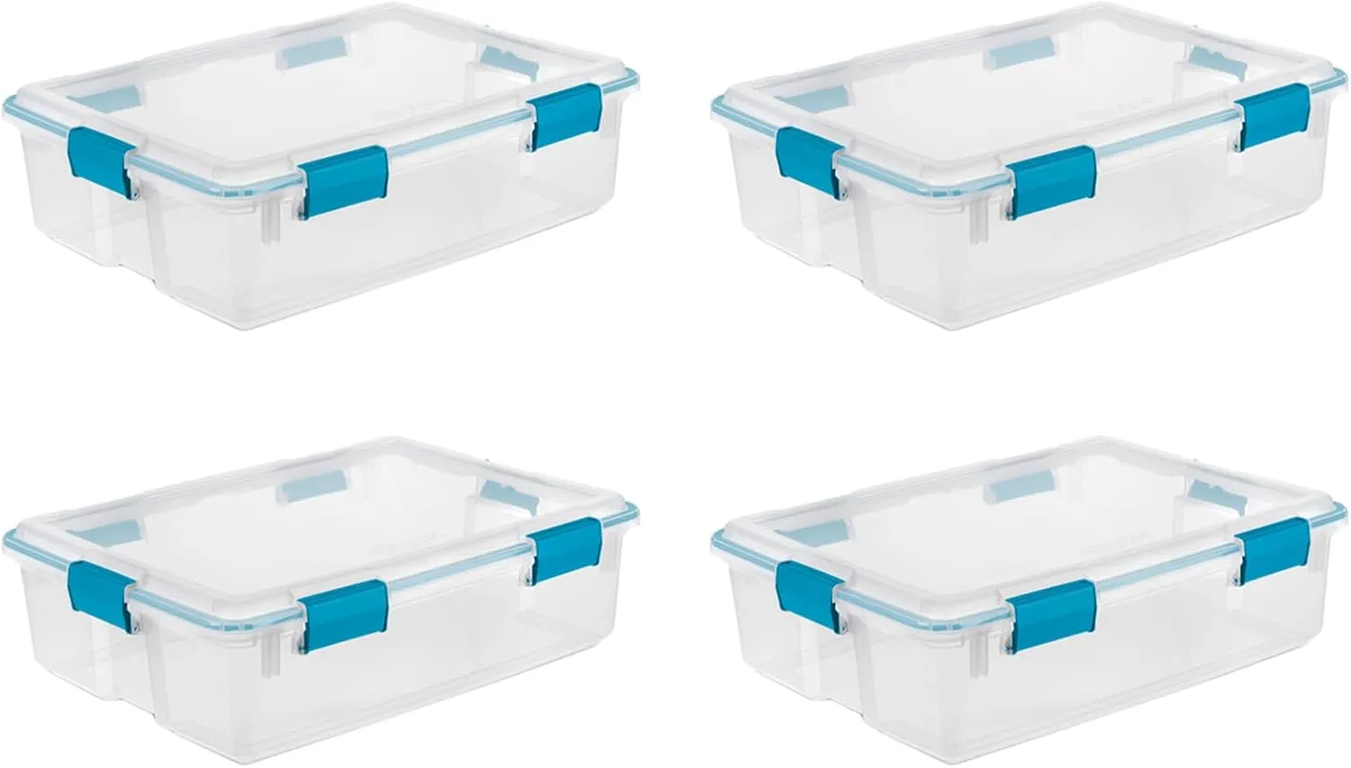 Sterilite 4-Pack Gasket Box, Weather-Resistant Storage Bins with Latching Lids, 37 Quart - Heavy-Duty Organizing Containers for Closet, Bathroom, and Office