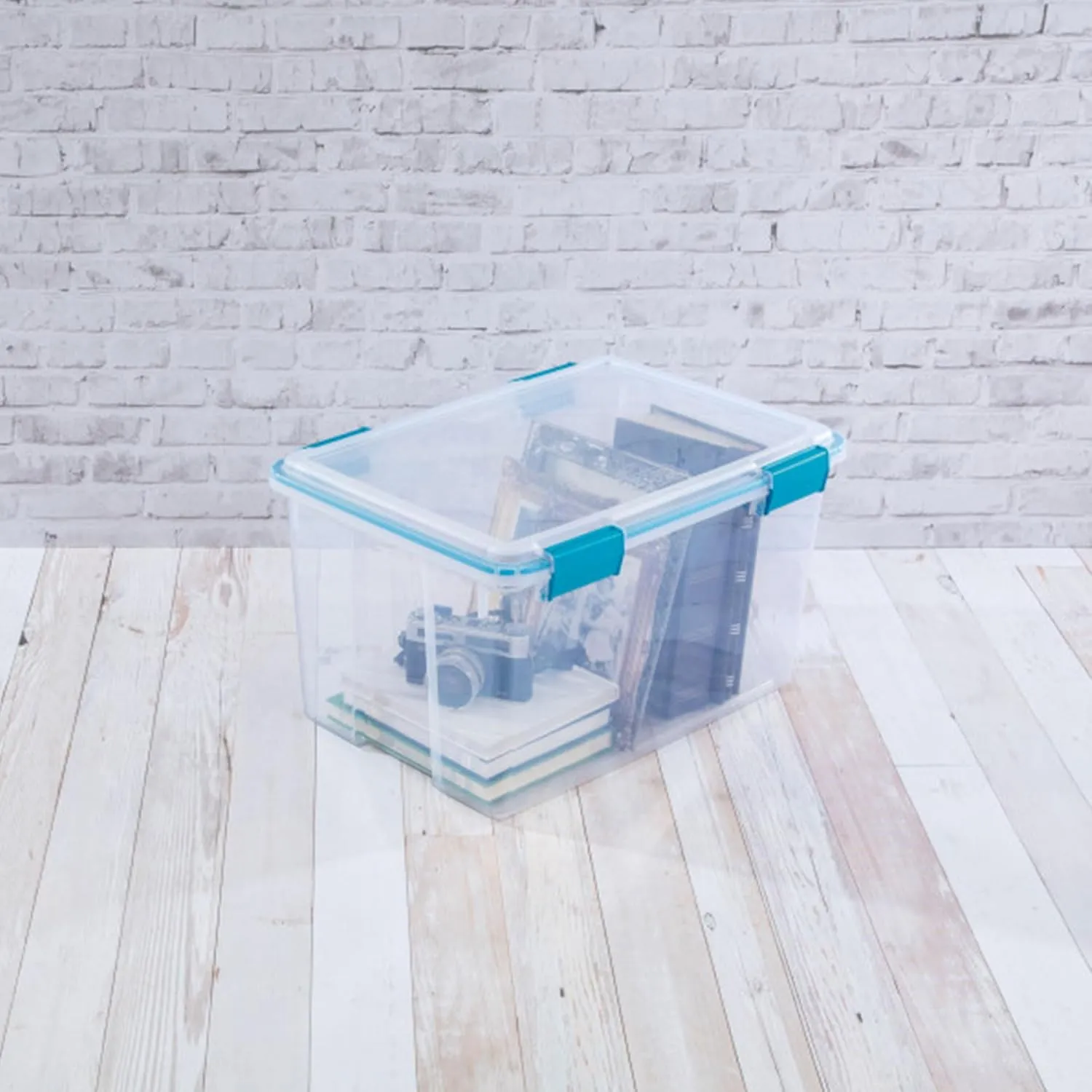 Sterilite 4-Pack Gasket Box, Weather-Resistant Storage Bins with Latching Lids, 54 Quart - Heavy-Duty Organizing Containers for Closet, Bathroom, and Office