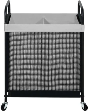 STO STO Laundry Hamper 2 Section, 100L Rolling Laundry Sorter Cart with Removable and Washable Liner Bag, Rolling Clothes Hamper with Metal Handle for Laundry Room and Bedroom, Gray