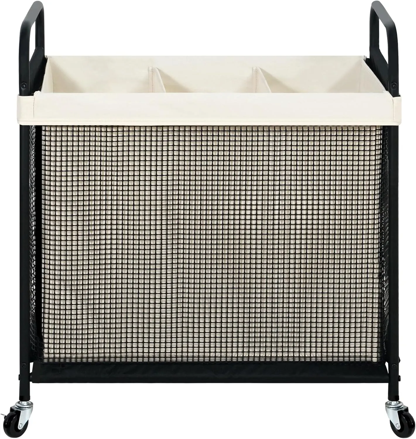 STO STO Laundry Hamper 3 Section, 120L Rolling Laundry Sorter Cart with Removable and Washable Liner Bag, Rolling Clothes Hamper with Metal Handle for Laundry Room and Bedroom