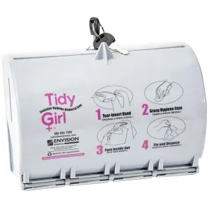 Stout by Envision - TGUD-P-V2 STOUT by Envision STO-TGUD-P TidyGirl Feminine Hygiene Disposal Bag Dispenser, Durable, Easy to Fill, Install, and Clean, Plastic, Gray