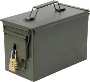 strongbox Metal can Steel Box Military Safe Long-Term Valuable Storage Hole Lockable can, As Show strongbox