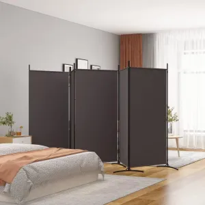 Stylish 5-Panel Room Divider for Enhanced Privacy and Use, Elegant Brown Fabric, 170.5" x 70.9"