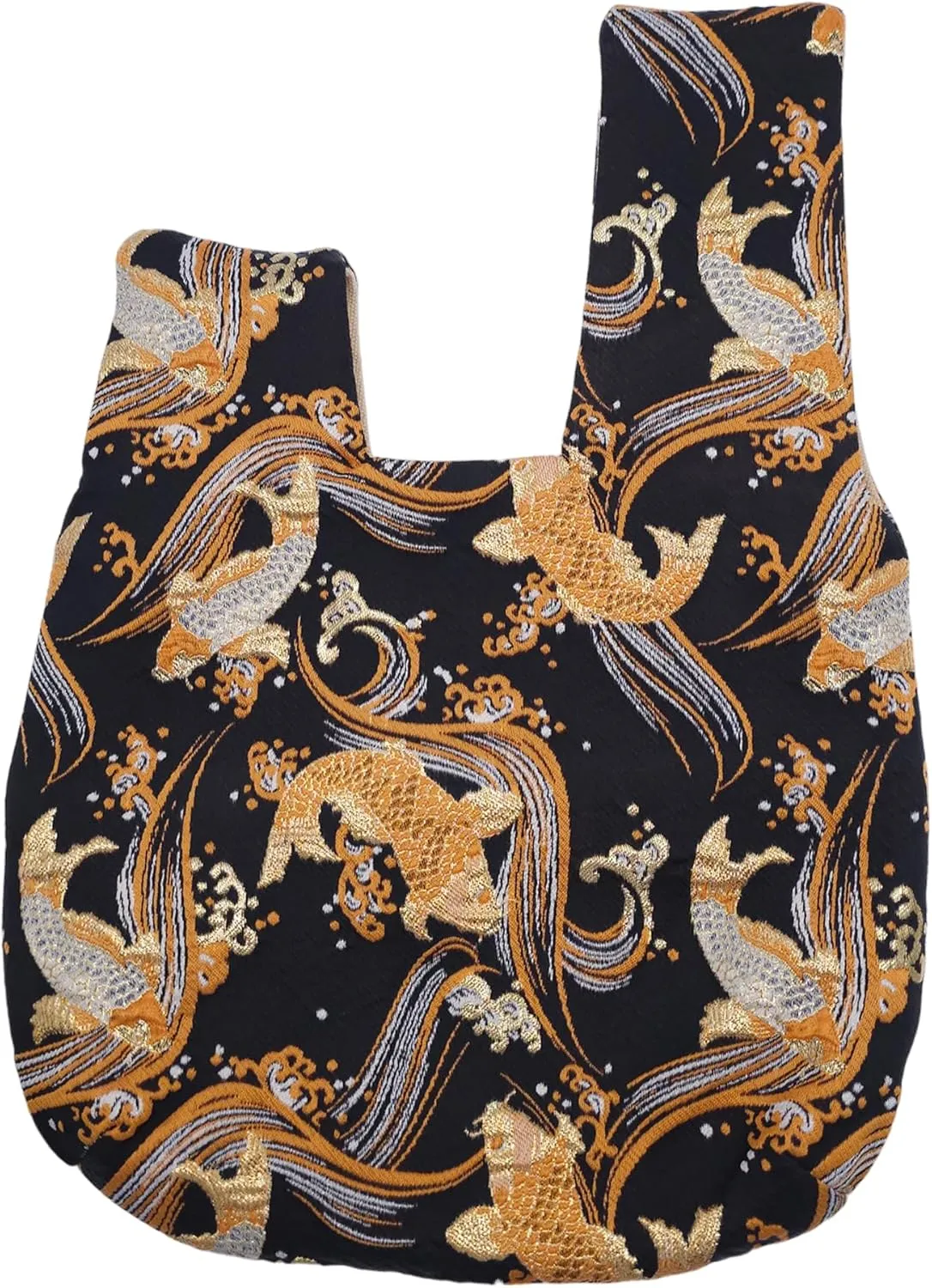 Stylish Cotton Japanese Pattern Wrist Bag Sleeve Knot Pouch Portable Canvas Tote Purse for Female, Women