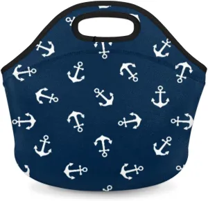 Summer Nautical Anchors Neoprene Lunch Bag Insulated Cooler Tote Bag Reusable Lunch Box Thermal Food Container Soft Handbag for Women Work Office Picnic
