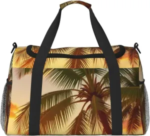 Sunset Palm Travel Duffel Bag Tote Bag Sports Gym Bag For Women And Men