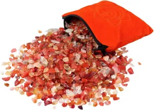 SUNYIK Natural Carnelian Tumbled Chip Stone, Sacral Chakra Crystal Pillow for Healing Reiki, Sphere Sculpture Figurine Point Display Stand