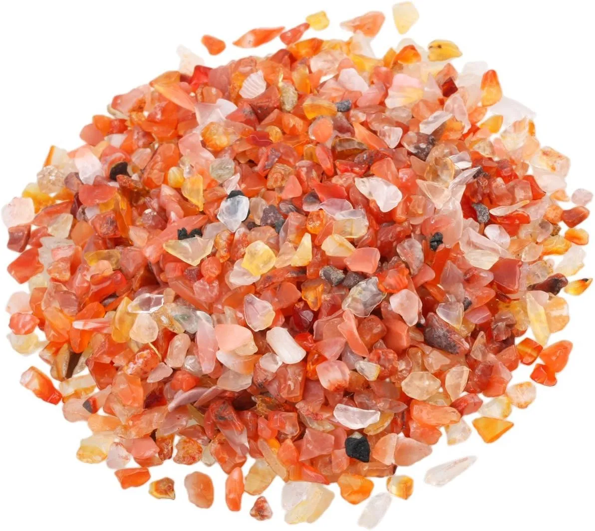 SUNYIK Natural Carnelian Tumbled Chip Stone, Sacral Chakra Crystal Pillow for Healing Reiki, Sphere Sculpture Figurine Point Display Stand
