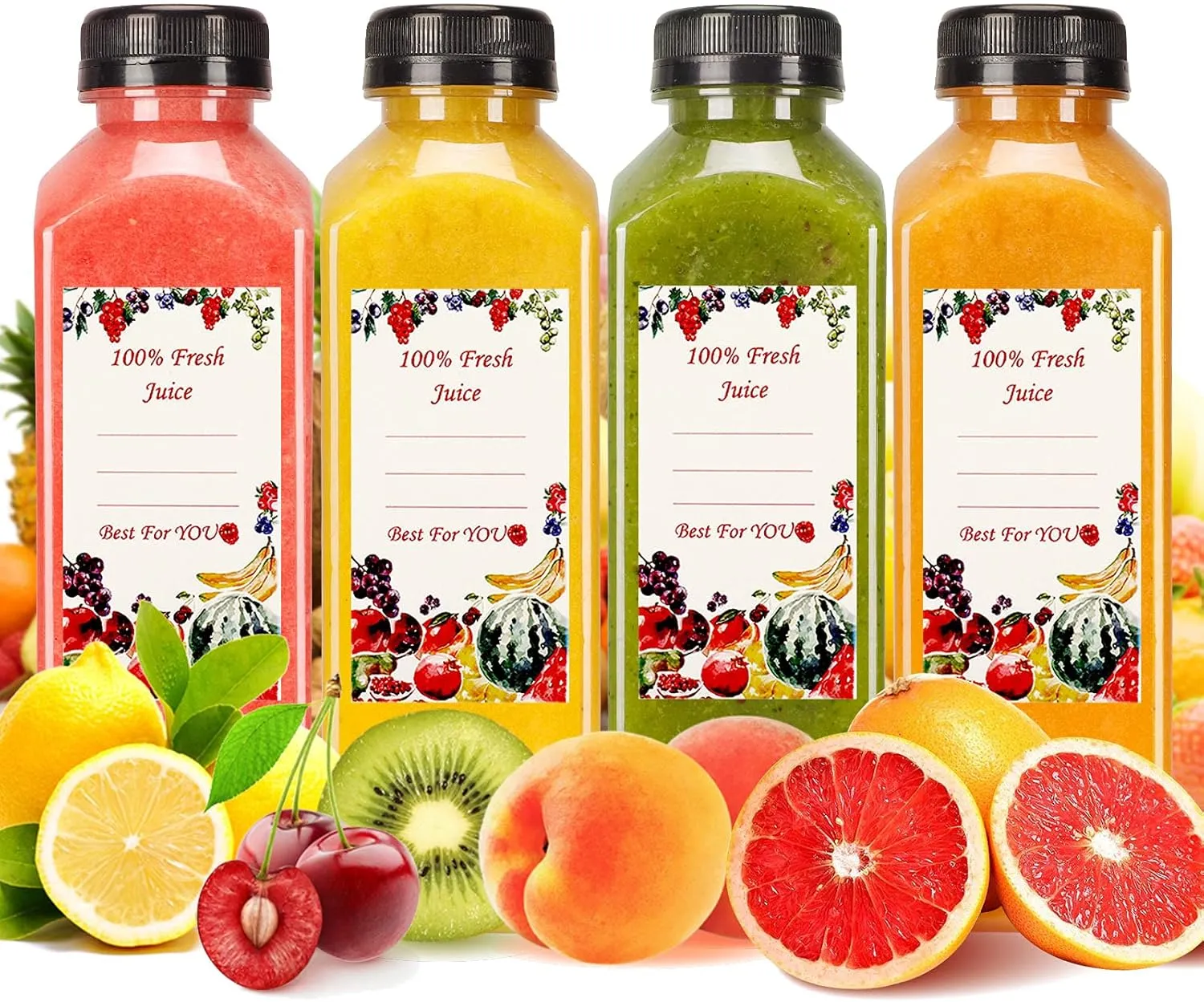 SUPERLELE 20pcs 16oz Juice Bottles, Plastic Juicing Bottles with Caps, Clear Drink Containers with Lids for Drinking, Smoothie and Other Beverages