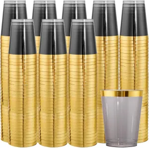 supernal 100pcs Gold and Black Plastic Cups 10oz Gold Rimmed Elegant Black Party Plastic Cups Heavy Duty Fancy Wedding Drinking Tumblers for Parties,Birthday,Graduation Decorations 2025 Deals