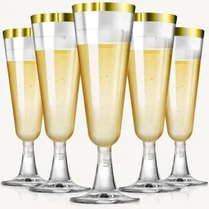 SUREHOME Gold Champagne Flutes Plastic Champagne Glasses Disposable 40 Pack Gold Rim Unbreakable & Crystal Stemware Wedding Toasting Wine Mimosa Glasses Cups Bulk for Birthday Party Supplies 2025