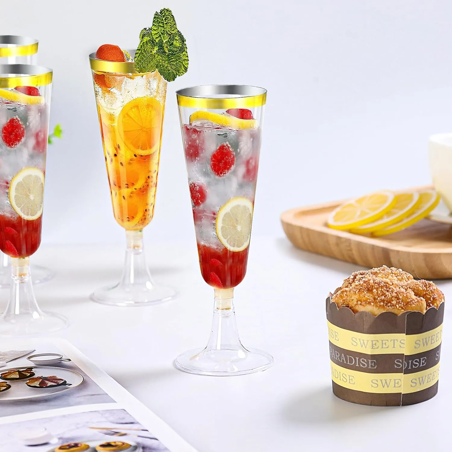SUREHOME Gold Champagne Flutes Plastic Champagne Glasses Disposable 40 Pack Gold Rim Unbreakable & Crystal Stemware Wedding Toasting Wine Mimosa Glasses Cups Bulk for Birthday Party Supplies 2025
