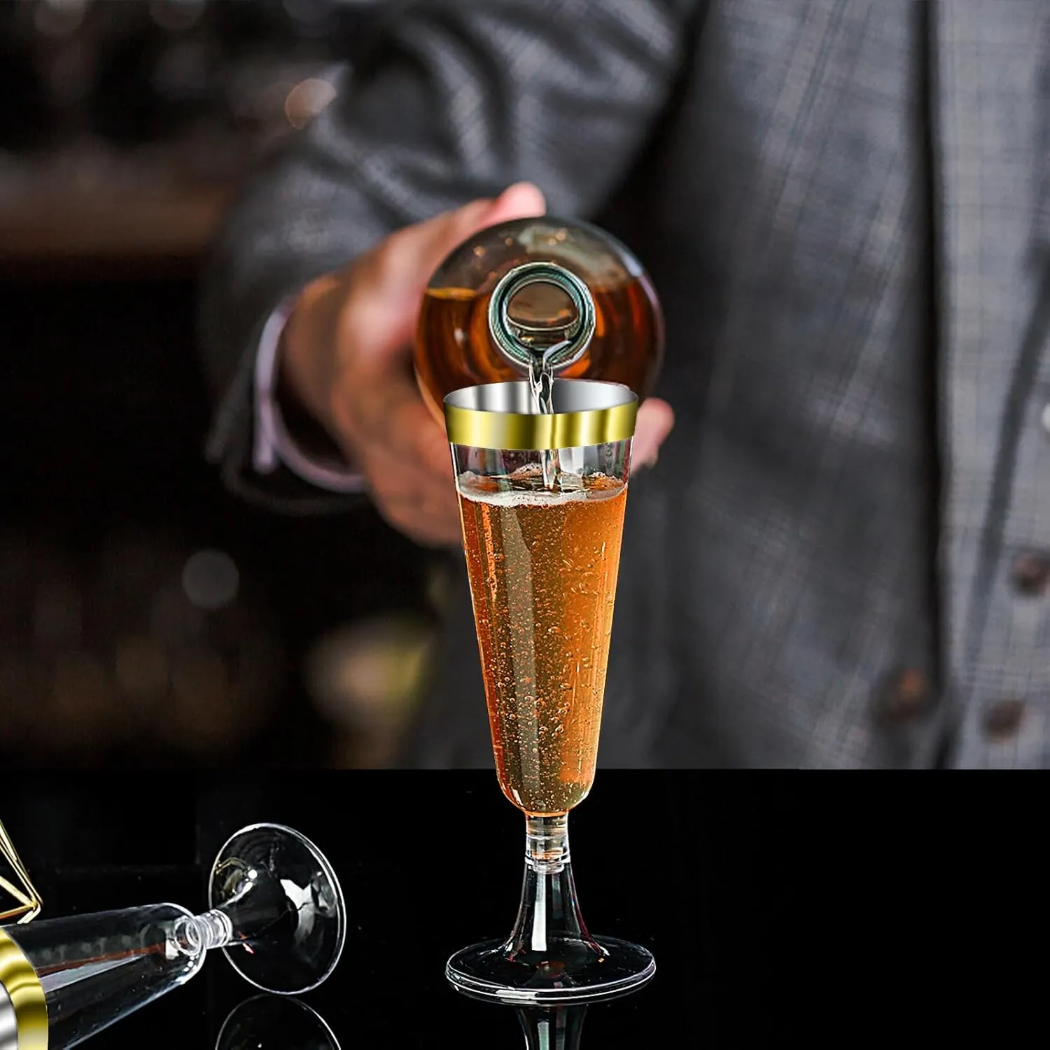 SUREHOME Gold Champagne Flutes Plastic Champagne Glasses Disposable 40 Pack Gold Rim Unbreakable & Crystal Stemware Wedding Toasting Wine Mimosa Glasses Cups Bulk for Birthday Party Supplies 2025