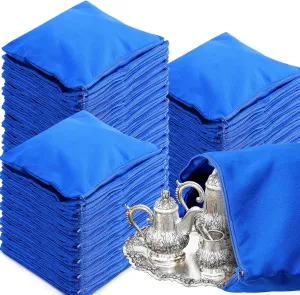 Sureio 20 Pcs Zippered Silver Storage Bags 18 x 18 Inch Jewelry Anti Tarnish Bag Silver Protector Cloth Pouch Velvet Silverware Polishing Storage Pouch for Home Kitchen Tableware Tool Supplies