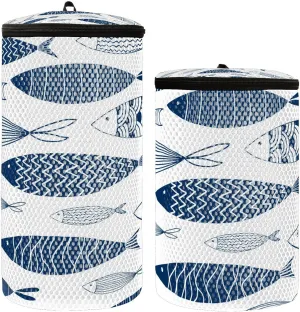 susiyo 2 Pcs Shoes Washing Bags Ornamental Fish Blue Mesh Shoe Laundry Bag - 1 Small and 1 Medium