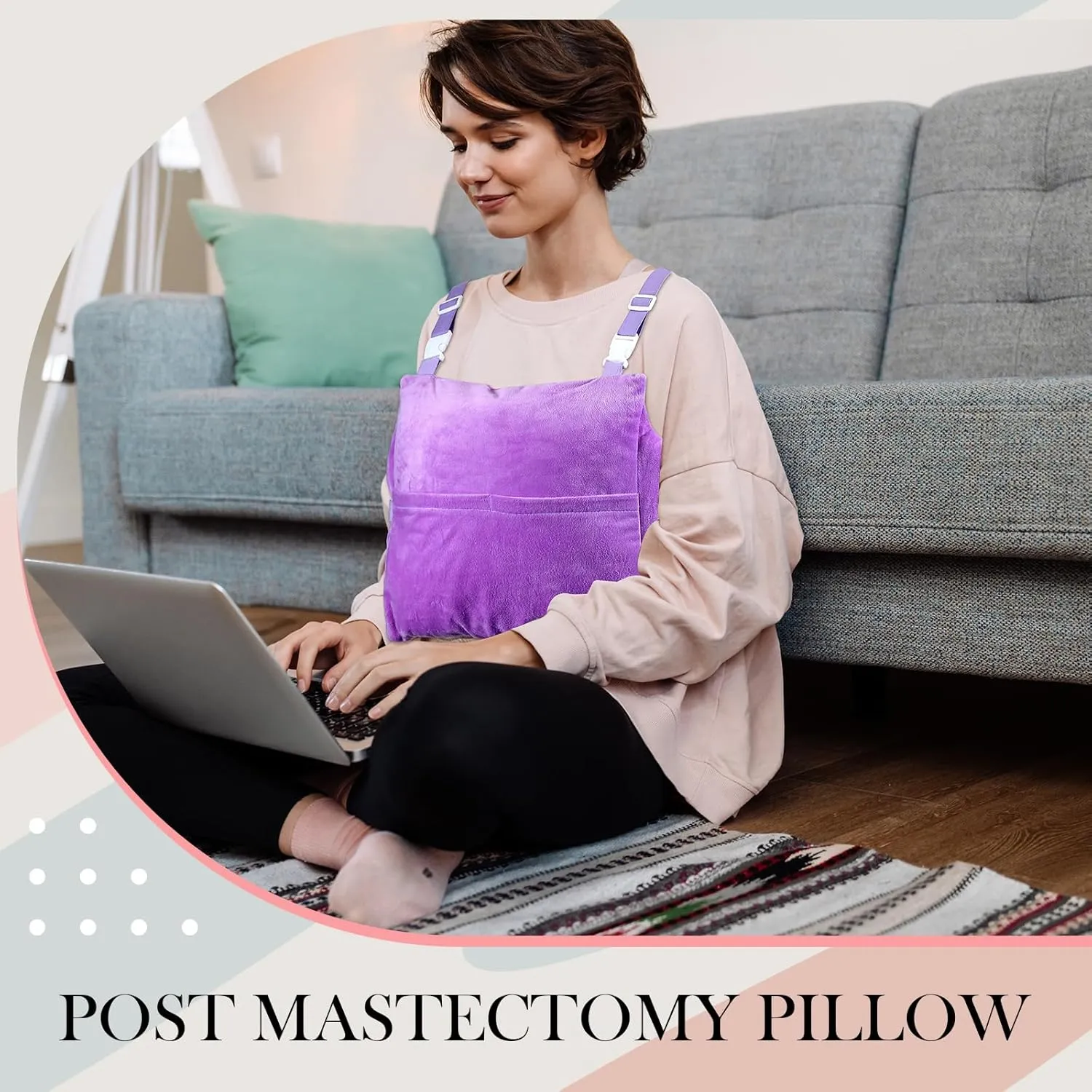 Suzile Mastectomy Pillow Post Surgery, Breast Pillow for After Breast Cancer Mastectomy Necessities, Surgery Recovery Gifts for Women(Lavender)