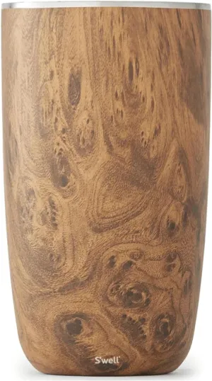 S'well Stainless Steel Wine Chiller, Holds 750ml Bottle, Teakwood, Triple Layered Vacuum Insulated Container Keeps Bottles Chilled for Longer, BPA Free Barware
