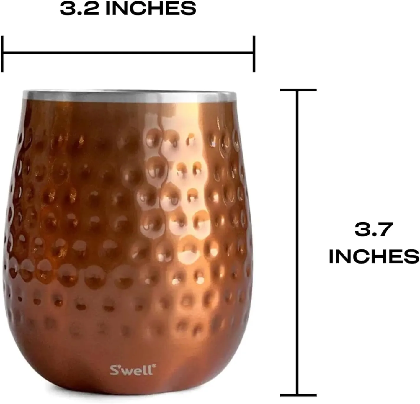 S'well Stainless Steel Wine Tumbler, 9oz, Dipped Metallic, Triple Layered Vacuum Insulated Container Keeps Drinks Colder for Longer, BPA Free Barware