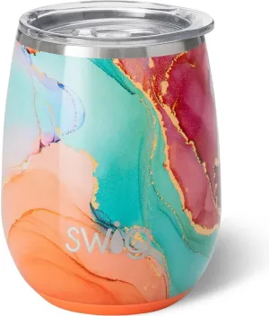 Swig Life 14oz Stemless Wine Cup, Insulated Wine Tumbler with Lid, Stainless Steel Travel Tumbler (Dreamsicle)