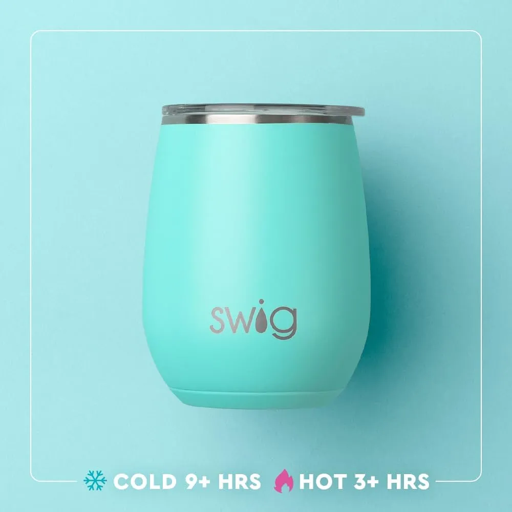 Swig Life 14oz Stemless Wine Cup, Insulated Wine Tumbler with Lid, Stainless Steel Travel Tumbler (Dreamsicle)