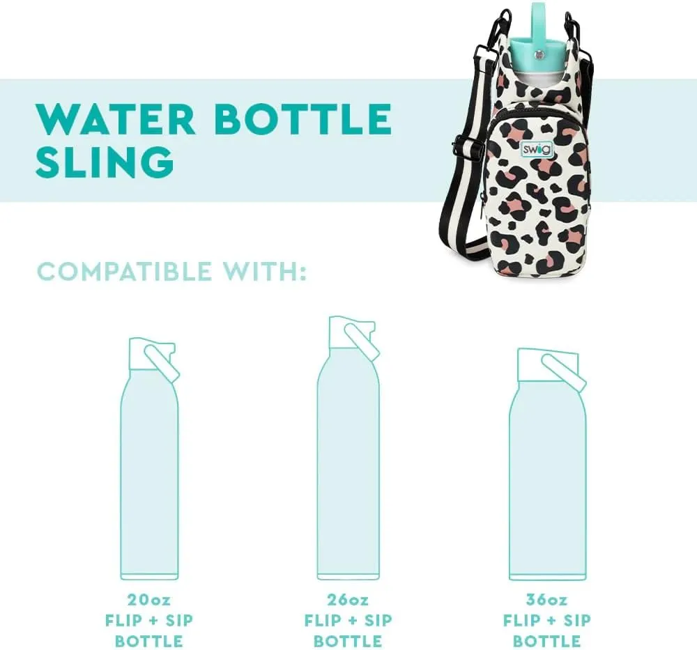 Swig Life Water Bottle Sling Bag, Water Bottle Holder with Adjustable Strap, Carrier Bag with Zippered Phone Pocket, Holds 36oz (Oh Happy Day)