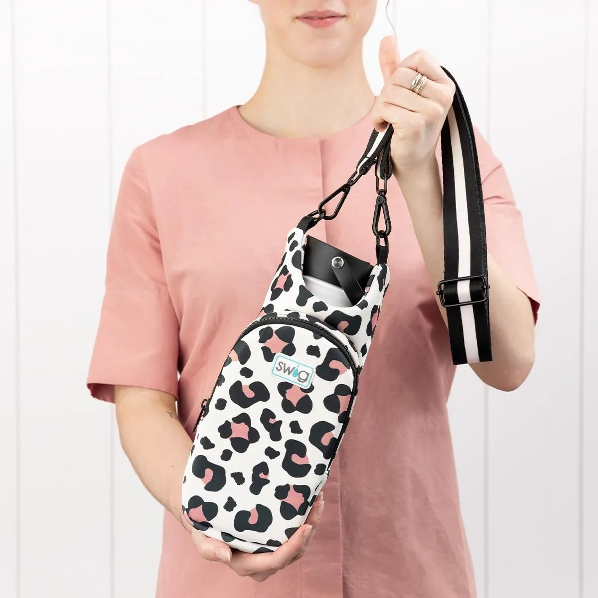 Swig Life Water Bottle Sling Bag, Water Bottle Holder with Adjustable Strap, Carrier Bag with Zippered Phone Pocket, Holds 36oz (Oh Happy Day)