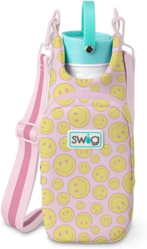 Swig Life Water Bottle Sling Bag, Water Bottle Holder with Adjustable Strap, Carrier Bag with Zippered Phone Pocket, Holds 36oz (Oh Happy Day)