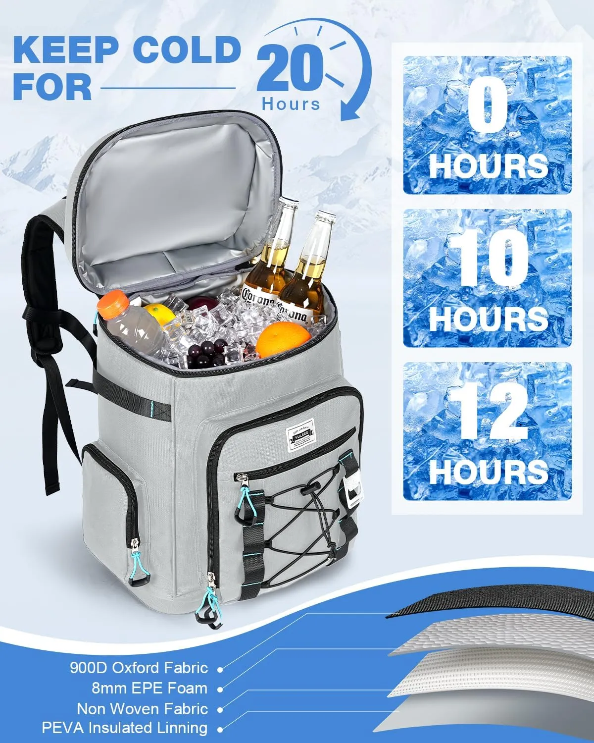 Tactical Cooler Backpack - 30 Can Insulated Waterproof EVA Ice Bag, Leakproof Lightweight Portable Cooler for Camping, Beach, Travel, Picnic, Hiking