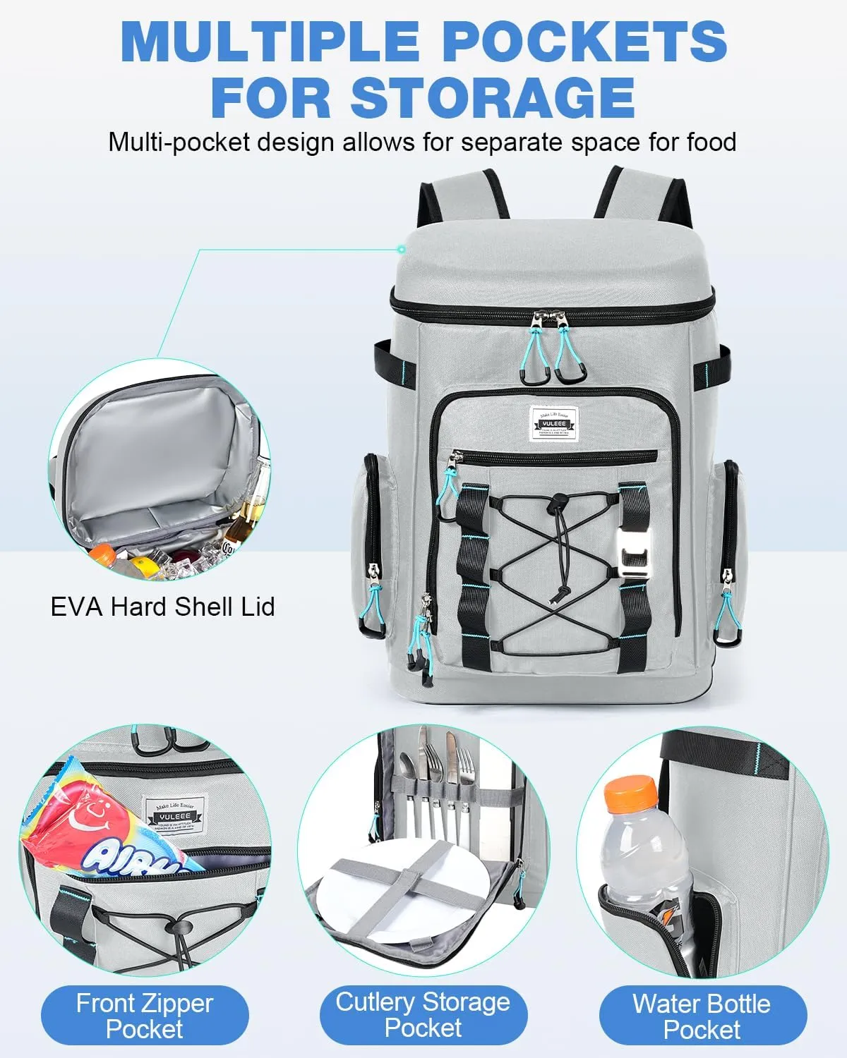 Tactical Cooler Backpack - 30 Can Insulated Waterproof EVA Ice Bag, Leakproof Lightweight Portable Cooler for Camping, Beach, Travel, Picnic, Hiking