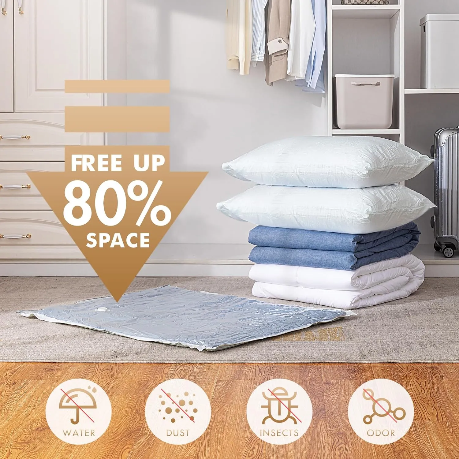 TAILI 12 Pack Vacuum Storage Bags, Jumbo Vacuum Seal Bags for Clothing (40x31 Inch), Space Saver for Bulky Comforter Blankets, Bedding, Pillows, Clothes, Saving More Closet Space