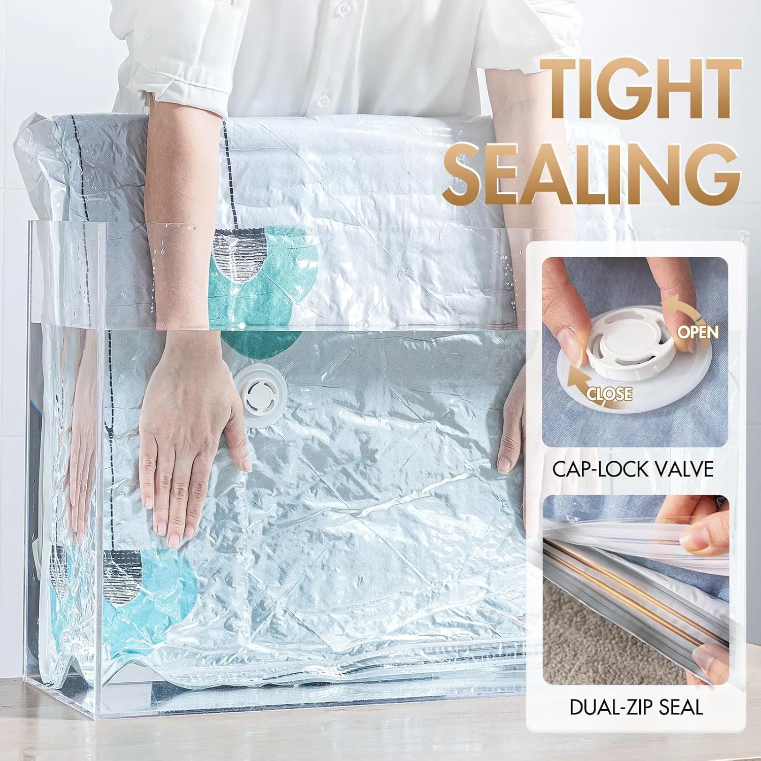 TAILI 12 Pack Vacuum Storage Bags, Jumbo Vacuum Seal Bags for Clothing (40x31 Inch), Space Saver for Bulky Comforter Blankets, Bedding, Pillows, Clothes, Saving More Closet Space