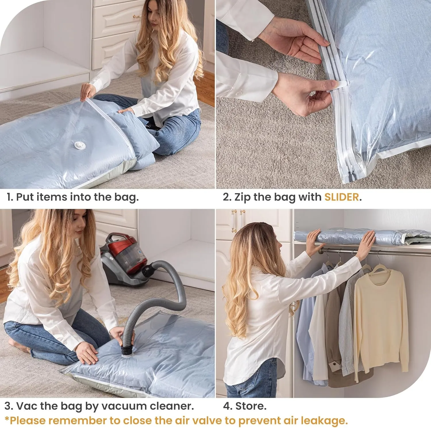 TAILI 6 Pack Vacuum Storage Bags, Jumbo Vacuum Seal Bags for Clothing (40x31 Inch), Large Space Saver for Clothes, Pillows, Bedding, Sweater, Closet Organization