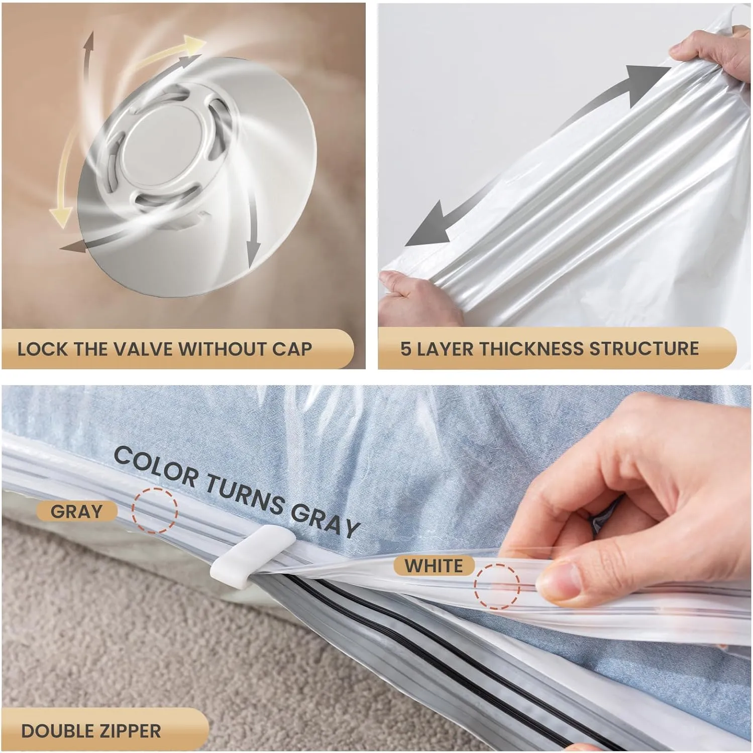 TAILI 6 Pack Vacuum Storage Bags, Jumbo Vacuum Seal Bags for Clothing (40x31 Inch), Large Space Saver for Clothes, Pillows, Bedding, Sweater, Closet Organization