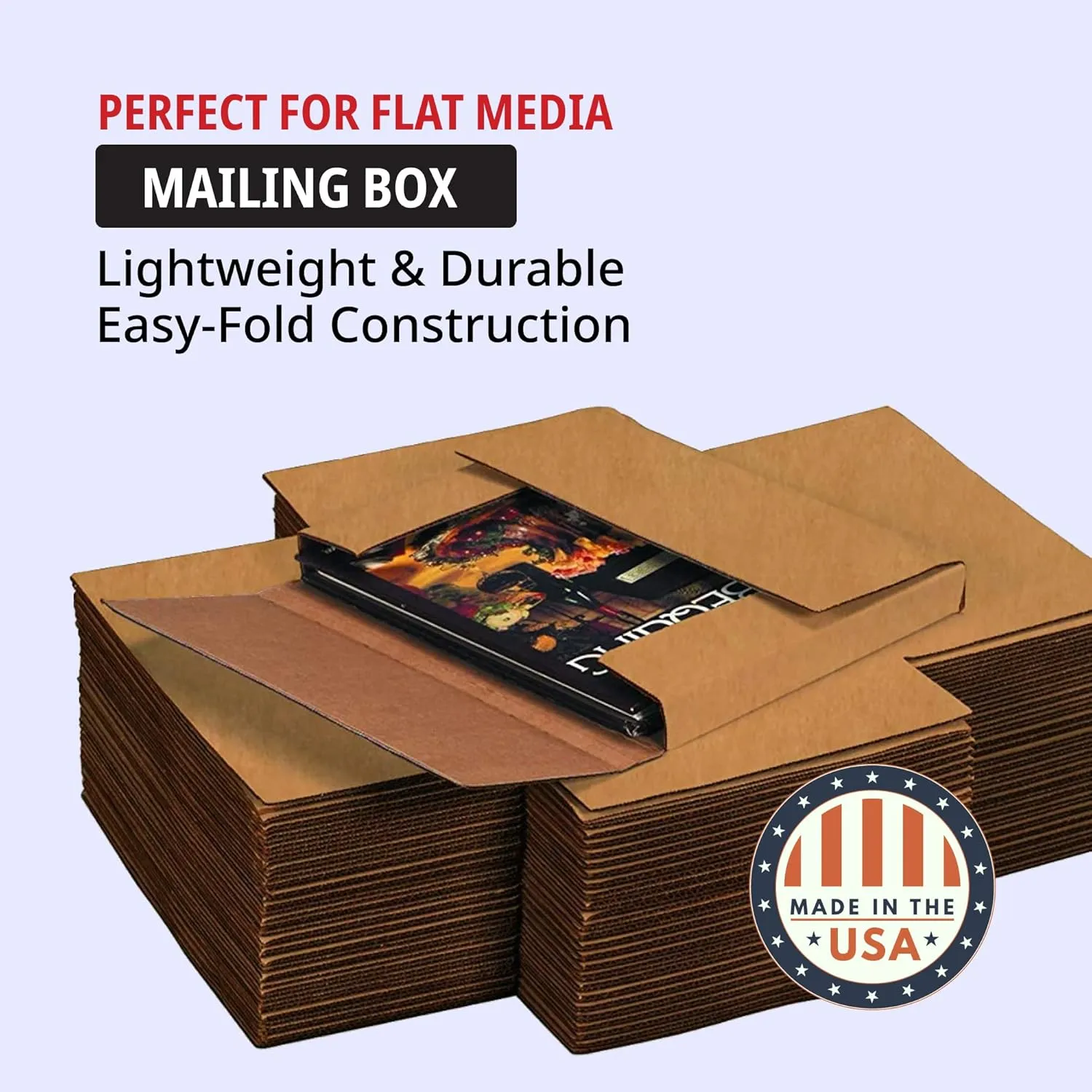 Tape Logic TLM2BKK Easy-Fold Mailers, 12 1/8" x 9 1/8" x 2", Kraft (Pack of 50)