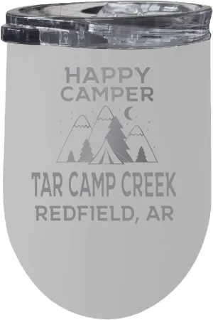 Tar Camp Creek Redfield, Ar Souvenir 12 oz White Laser Etched Insulated Wine Stainless Steel Tumbler