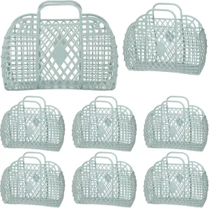 Tatuo 8 Pcs Jelly Purse Jelly Basket Beach Bags Reusable Handbags Plastic Easter Egg Basket for Women Girls kid
