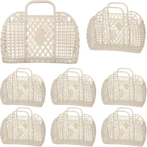 Tatuo 8 Pcs Jelly Purse Jelly Basket Beach Bags Reusable Handbags Plastic Easter Egg Basket for Women Girls kid
