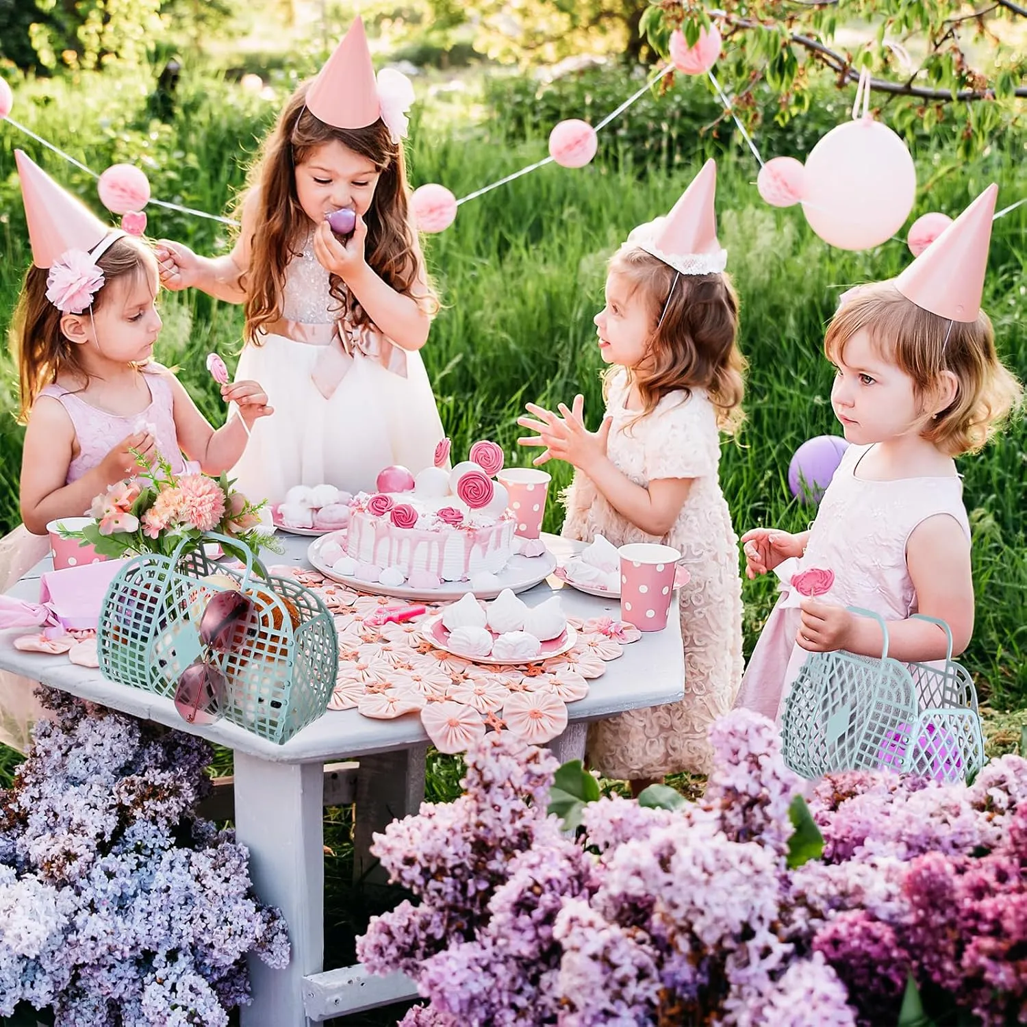 Tatuo 8 Pcs Jelly Purse Jelly Basket Beach Bags Reusable Handbags Plastic Easter Egg Basket for Women Girls kid