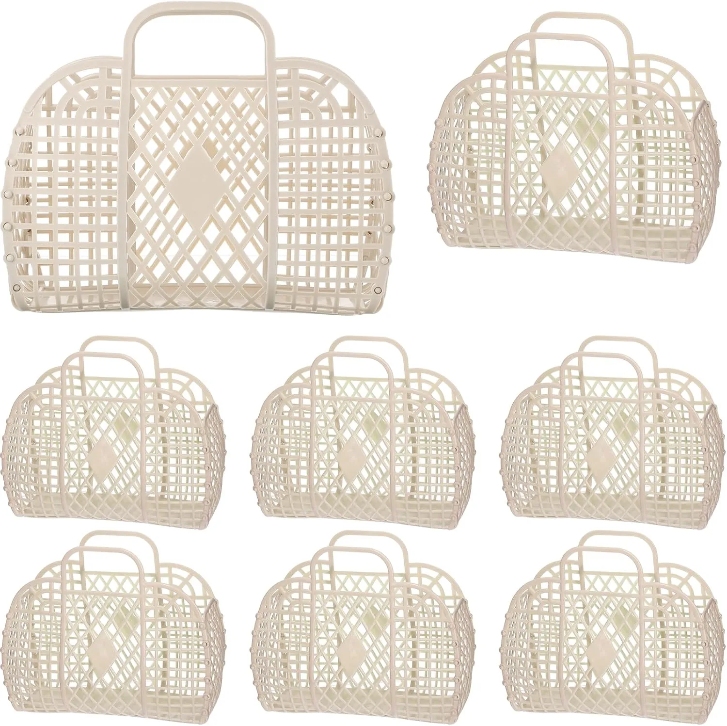 Tatuo 8 Pcs Jelly Purse Jelly Basket Beach Bags Reusable Handbags Plastic Easter Egg Basket for Women Girls kid