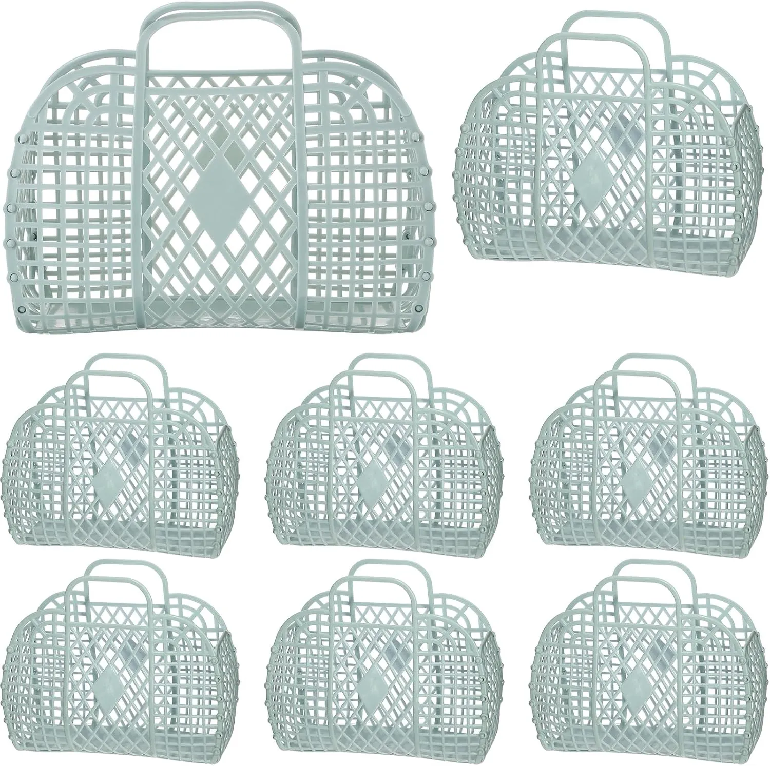 Tatuo 8 Pcs Jelly Purse Jelly Basket Beach Bags Reusable Handbags Plastic Easter Egg Basket for Women Girls kid