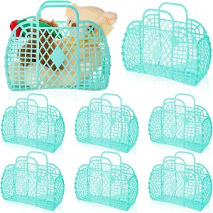 Tatuo 8 Pcs Jelly Purse Jelly Basket Beach Bags Reusable Handbags Plastic Easter Egg Basket for Women Girls kid