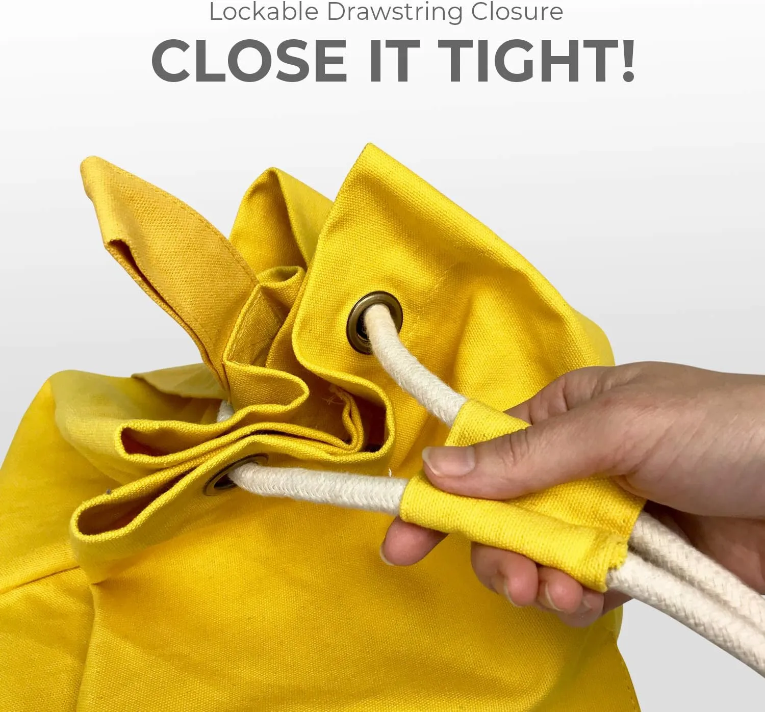 Teeo - Laundry Bag - Dorm Room Essentials - Travel Laundry Bags - College Essentials - Backpack Large Spacious 25”X20” Drawstring 100% Sturdy Cotton Canvas, Hamper Storage Organizer (Yellow)