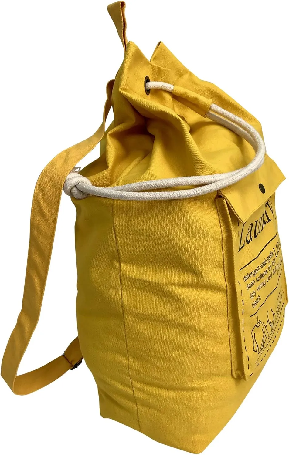 Teeo - Laundry Bag - Dorm Room Essentials - Travel Laundry Bags - College Essentials - Backpack Large Spacious 25”X20” Drawstring 100% Sturdy Cotton Canvas, Hamper Storage Organizer (Yellow)