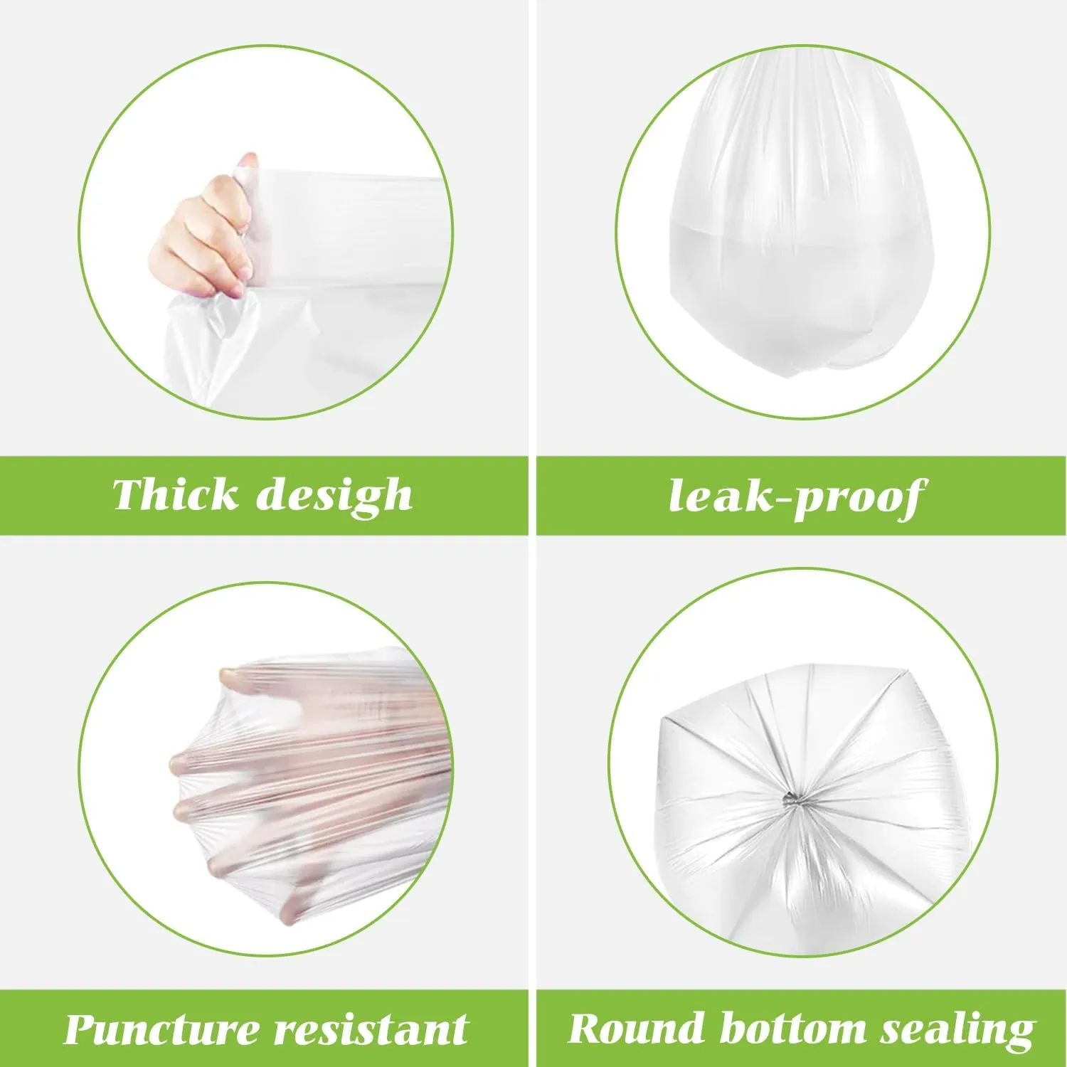 Teivio 8 Gallon 220 Counts Strong Medium Trash Bags Garbage Bags, Bathroom Trash Can Bin Liners, Plastic Bags for home office kitchen, Clear