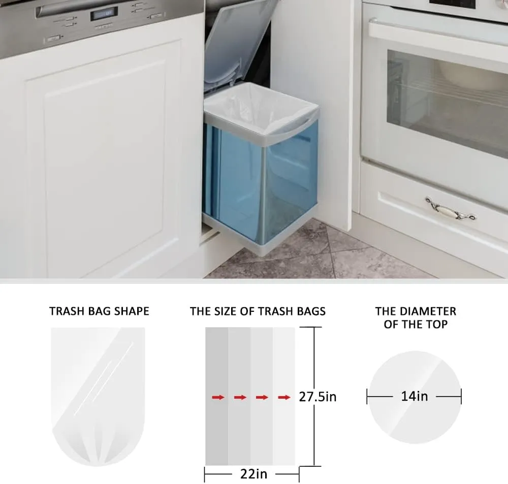 Teivio 8 Gallon 220 Counts Strong Medium Trash Bags Garbage Bags, Bathroom Trash Can Bin Liners, Plastic Bags for home office kitchen, Clear